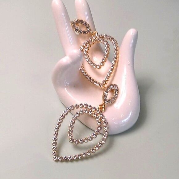 Clear Gem Pave'  Double Upside Down Teardrop Earrings - Picture 3 of 3